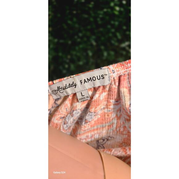 Boho Chic Summer BabyDoll Top w/Puff Sleeves & Deep V-Neck, Sz Large - Picture 5 of 5